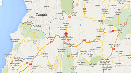 plano de la provincia siria de Idlib Camino a la estratégica ciudad de Yisr al Shugur